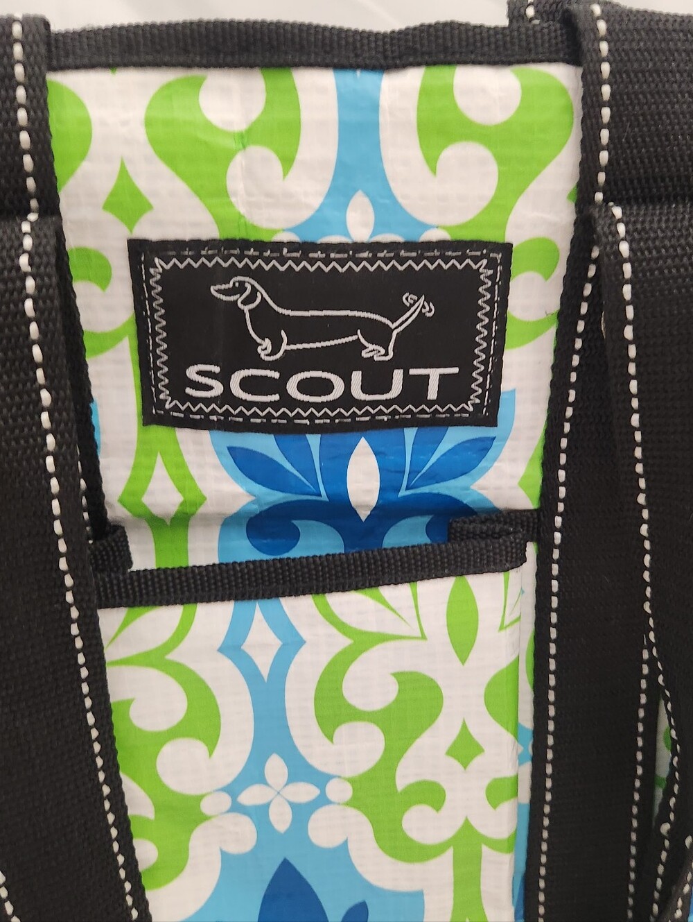 Scout Blue, Green & White Patterned Tote with Black Trim - Picture 2 of 6